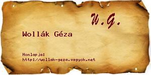 Wollák Géza névjegykártya